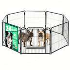 HaiCube Dog Playpen for Small Dogs, 24" 8 Panels Heavy Duty Metal Pet Playpen with Door, Foldable Indoor Outdoor Puppy Exercise Pen Fence