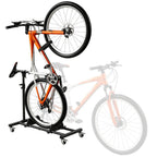 HaiCube Vertical Bike Stand, Fits Wheels Up to 29 Inch, Freestanding Space-Saving Bike Rack with Weels, Adjustable Height Upright Bicycle Floor Holder, No Drilling