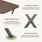HaiCube 27" Outdoor Folding Table, Patio Dining Table, Heavy Duty HDPE Top with Steel Frame, 400 lb Capacity, No Assembly, Balcony & Garden