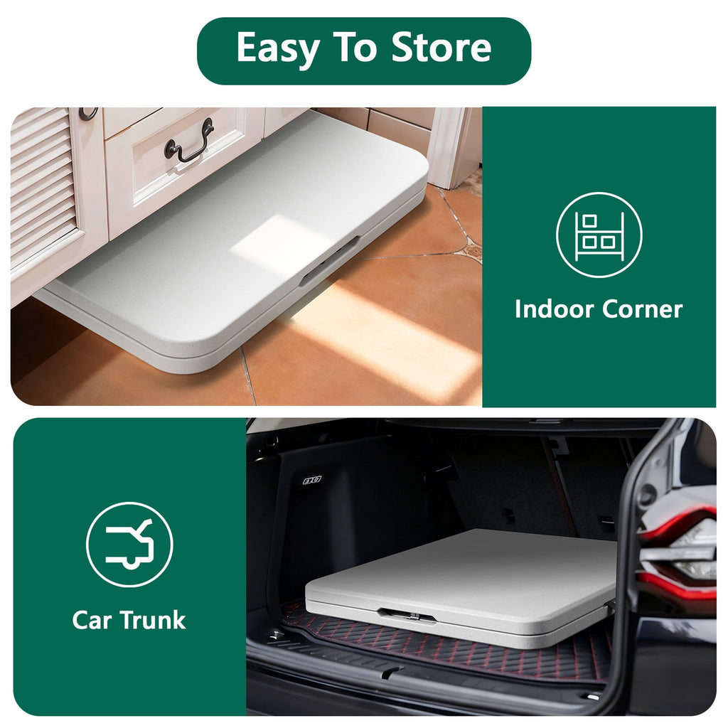 HaiCube 5FT Folding Table, Heavy Duty Portable Table, Waterproof HDPE, Foldable for Picnic, Party, Camping, Dining, BBQ, Indoor & Outdoor, White