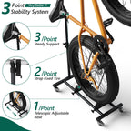 HaiCube Vertical Bike Stand, Fits Wheels Up to 29 Inch, Freestanding Space-Saving Bike Rack with Weels, Adjustable Height Upright Bicycle Floor Holder, No Drilling