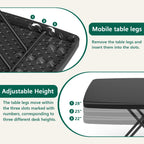 HaiCube Adjustable Height Folding TV Tray Table, Tool-Free Snap-On Setup, Portable Folding Table for Living Room, Camping & Small Spaces, Black