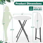 HaiCube 32" Bar Height Round Folding Table, Portable Cocktail Table with Thick HDPE Top & Sturdy Metal Locking Legs, for Parties and Commercial Events, White