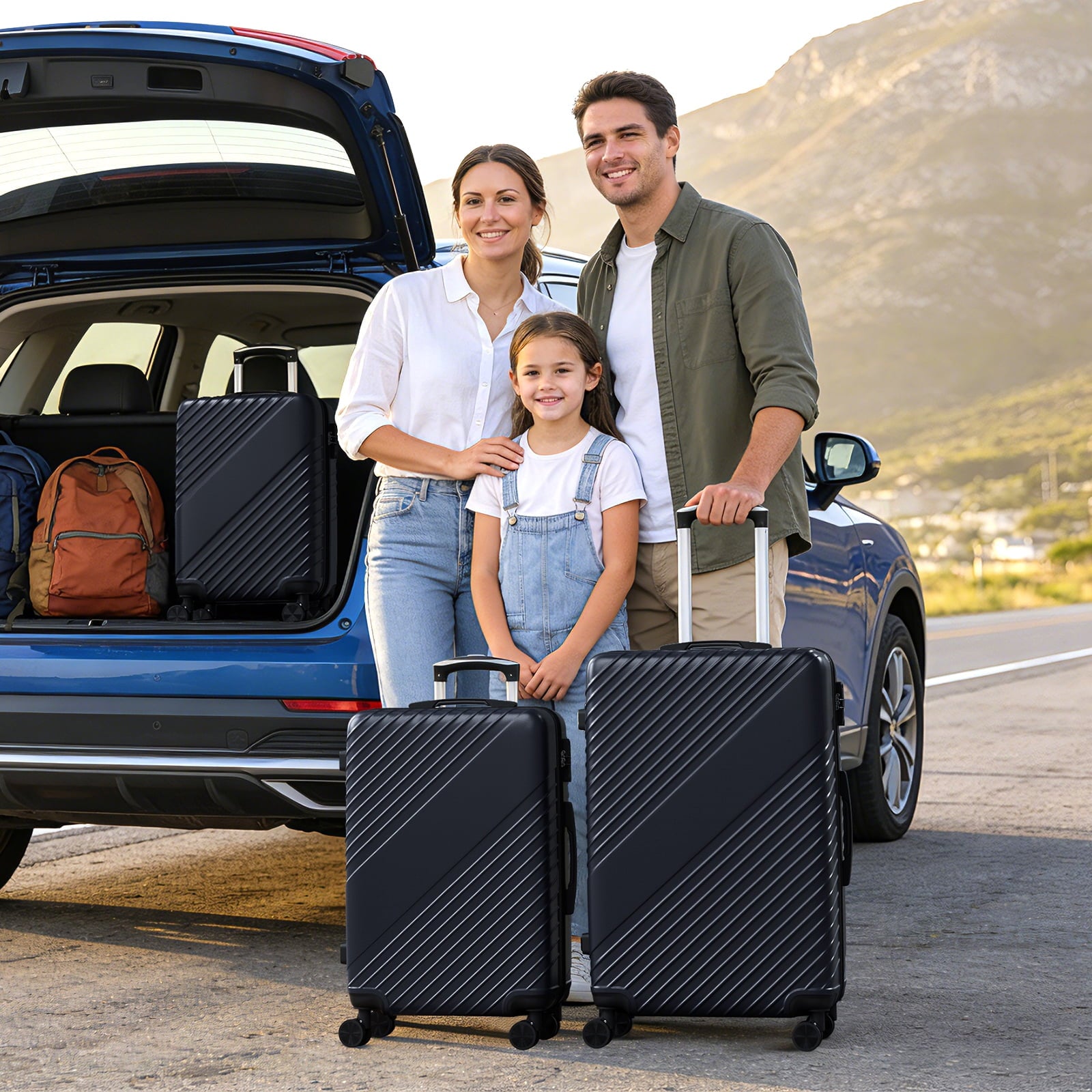 HaiCube 3 Piece Luggage Set (20/24/28 Inch), Lightweight Expandable Suitcases with TSA Lock & 360° Spinner Wheels, Black