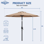 HaiCube 9FT Patio Umbrella -Acrylic Fabric, 10-Year Fade-Resistant, 1.5" Heavy Duty Steel Pole, 8 Ribs, Push Button Tilt & Crank, UV Block for Garden Deck Pool, Khaki