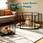 HaiCube Dog Playpen for Small Dogs, 24" 8 Panels Heavy Duty Metal Pet Playpen with Door, Foldable Indoor Outdoor Puppy Exercise Pen Fence