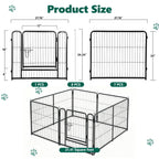 HaiCube Dog Playpen for Small Dogs, 24" 8 Panels Heavy Duty Metal Pet Playpen with Door, Foldable Indoor Outdoor Puppy Exercise Pen Fence